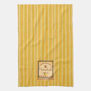 Franse Provence Yellow Stripes met tekstontwerp Theedoek