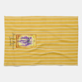 Franse Provence Yellow Stripes met Wisteria Label Theedoek (Horizontaal)