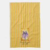 Franse Provence Yellow Stripes met Wisteria Label Theedoek (Verticaal)