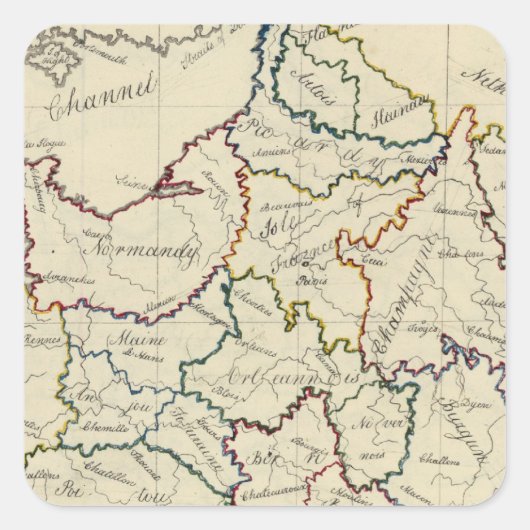 Franse provincies vierkante sticker (Voorkant)