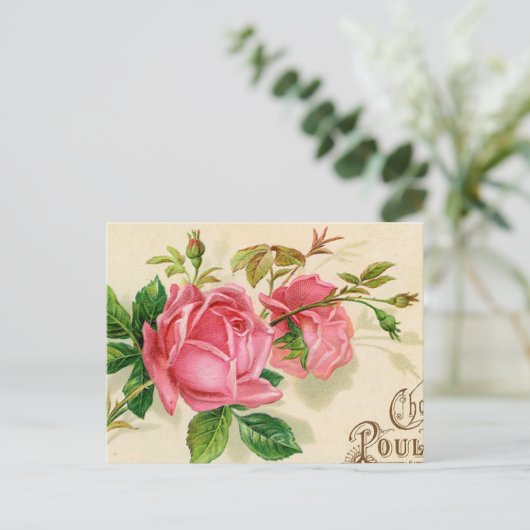  Franse publiciteit Girly Red Roses Briefkaart (Staand voorkant)