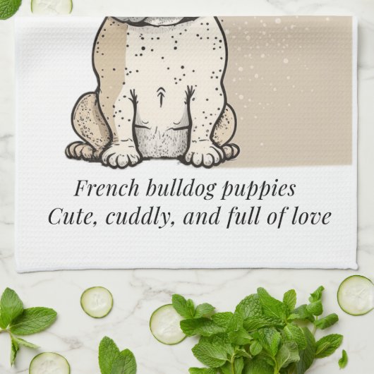 Franse puppies met bulldog - Cute and full of Love Theedoek (Gevouwen)