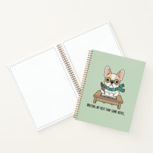 Franse Puppy Auteur Doodle Groen Schetsboek Notitieboek