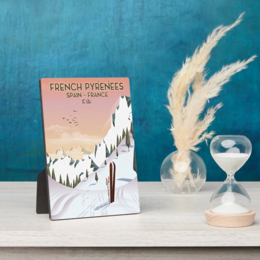Franse Pyreneeën ski poster Fotoplaat (Zijkant)