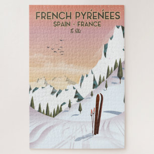 Franse Pyreneeën ski-poster Legpuzzel