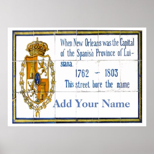 Franse Quarter Street Name, add you Name, Custom Poster (Voorkant)