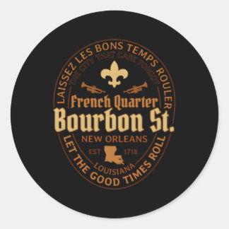 Franse Quer Bourbon St New Orleans Ronde Sticker