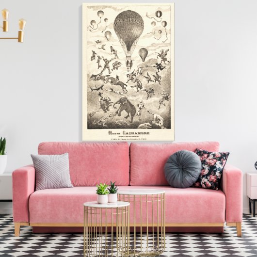 Franse reclame voor ballonfabrikant canvas afdruk (Insitu (Woonkamer))
