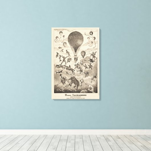 Franse reclame voor ballonfabrikant canvas afdruk (Insitu (Houten vloer))