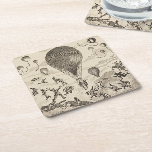 Franse reclame voor ballonfabrikant kartonnen onderzetters (Schuin)