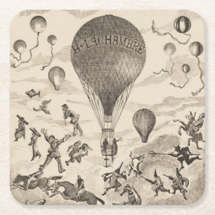 Franse reclame voor ballonfabrikant kartonnen onderzetters