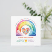 Franse regenboog meisje verjaardagsfeestje uitnodi kaart (Staand voorkant)