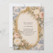 Franse Regency Blauwe Toile Bloem Boog Baby Shower Kaart (Achterkant)