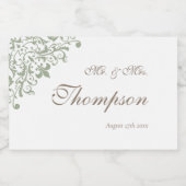 Franse Regency Green Fleur de Lis bruiloft gunst Sparkling Wijnetiket (Enkel label)