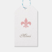 Franse Regency Pink Fleur de Lis Merci Bruiloft Cadeaulabel (Voorkant)