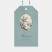 Franse Reiger Stofblauwe Fluwelen Huwelijkscadeaut Cadeaulabel (Voorkant)