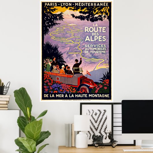 Franse reiskaart - Posters voor het reizen met de  (Thuiskantoor)
