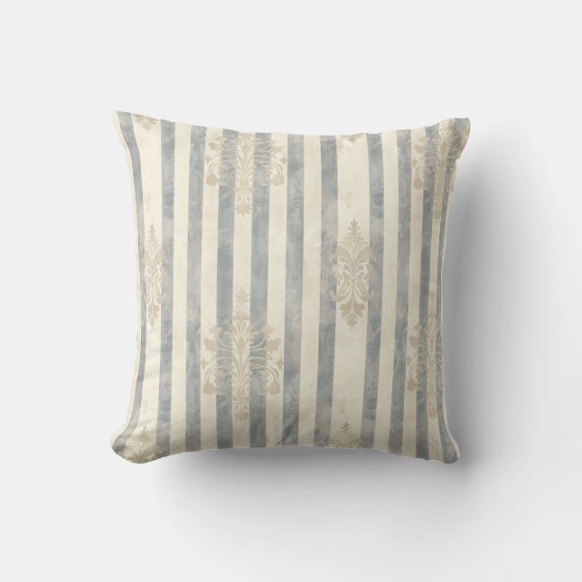 Franse Retro Damast Streep Kussen (Voorkant)