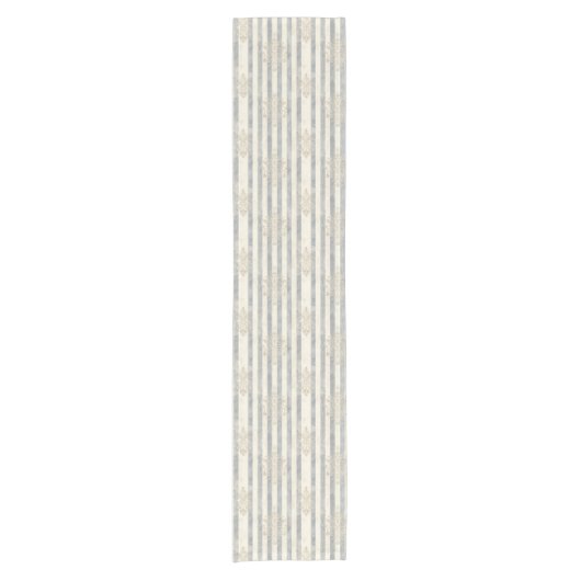 Franse Retro Damast Streep Tafel Runner Korte Tafelloper (Voorkant)