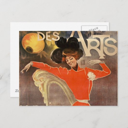 franse retro - kaart " cabaret des arts " (Voorkant / Achterkant)