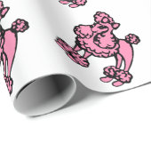 Franse Retro Roze Poodles Inpakpapier (Rol Hoek)