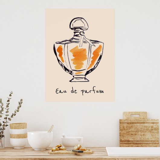 Franse reuzenfles van Eau de parfum Poster (Keuken)