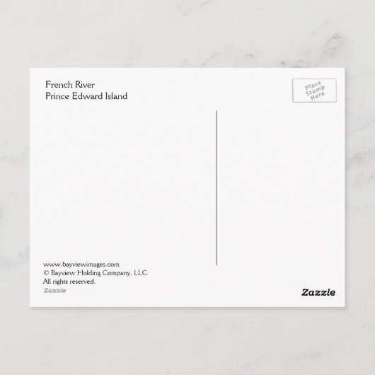 Franse rivier, PEI Briefkaart (Achterkant)