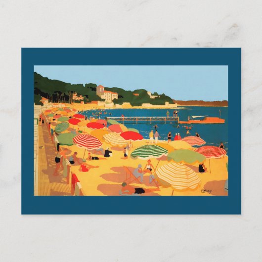 Franse Riviera Beach Frankrijk Travel Art Briefkaart (Voorkant)