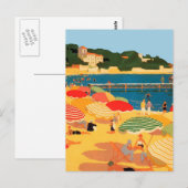  Franse Riviera Beach Illustration Briefkaart (Voorkant / Achterkant)