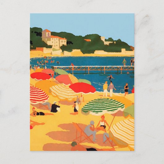  Franse Riviera Beach Illustration Briefkaart (Voorkant)