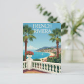 Franse Riviera Beach Travel Poster Briefkaart (Staand voorkant)