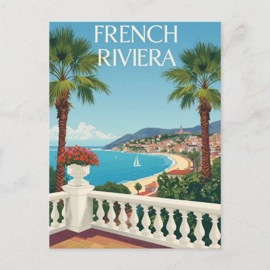 Franse Riviera Beach Travel Poster Briefkaart (Voorkant)