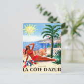 Franse riviera, bikini-meisje op het strand, Frank Briefkaart (Staand voorkant)