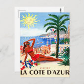 Franse riviera, bikini-meisje op het strand, Frank Briefkaart (Voorkant / Achterkant)