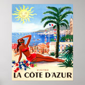 Franse riviera, bikini-meisje op het strand, Frank Poster (Voorkant)