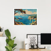 Franse Riviera, Frankrijk Art Deco Poster (Thuiskantoor)