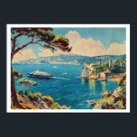 Franse Riviera, Frankrijk Art Deco Poster<br><div class="desc">Voeg een vleugje glamour toe met deze Art Deco reisposter/briefkaart van de Franse Rivièra. Met luxe stranden en azuurblauwe wateren, vangt dit stuk de elegantie van de Middellandse Zee. Ideaal voor reisliefhebbers en fans van design.</div>