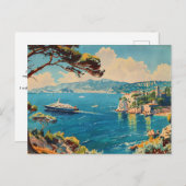 Franse Riviera, Frankrijk Art Deco Reizen Briefkaart (Voorkant / Achterkant)