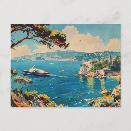 Franse Riviera, Frankrijk Art Deco Reizen Briefkaart (Voorkant)