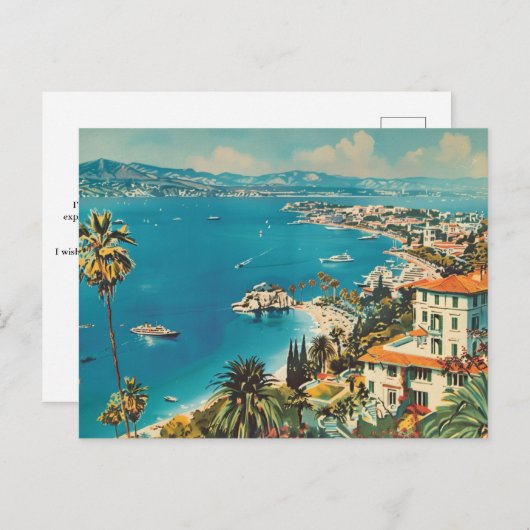 Franse Riviera, Frankrijk Art Deco Reizen Briefkaart (Voorkant / Achterkant)