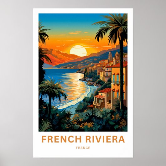 Franse Riviera Frankrijk Reisprint Poster (Voorkant)
