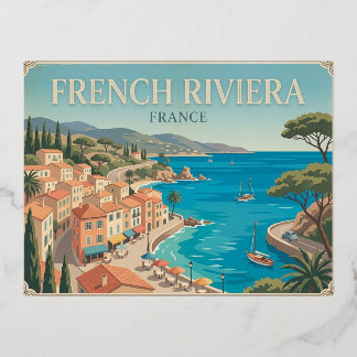 Franse Riviera Frankrijk Vintage Reisansichtkaart Folie Feestdagen Briefkaart