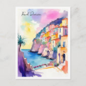 Franse Riviera Frankrijk Waterverf Illustratie Briefkaart (Voorkant)