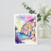 Franse Riviera Frankrijk Waterverf Illustratie Briefkaart (Staand voorkant)