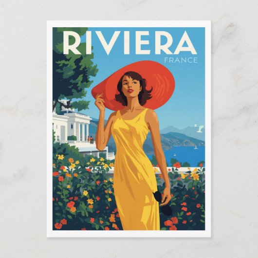 Franse Rivièra Glamour Retro Briefkaart (Voorkant)