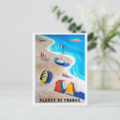 Franse riviera, mensen op het strand, vissersboten briefkaart (Staand voorkant)