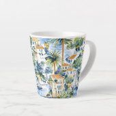 Franse Riviera Tropische Palmbomen Latte Mok (Rechterhoek)