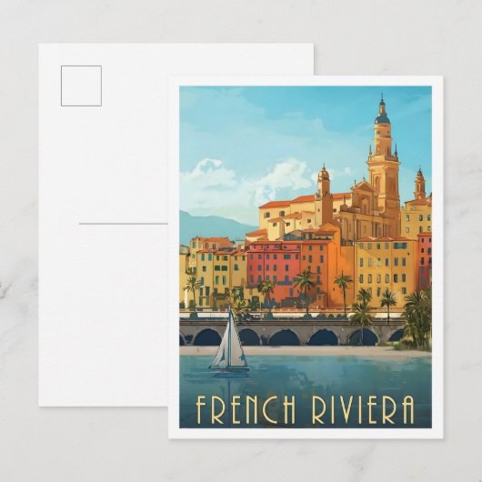 Franse Rivièra Vintage Reizen  Briefkaart (Voorkant / Achterkant)