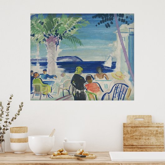 Franse rivierafdrukken, palmboom en Zee Poster (Keuken)