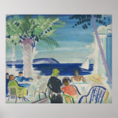 Franse rivierafdrukken, palmboom en Zee Poster (Voorkant)